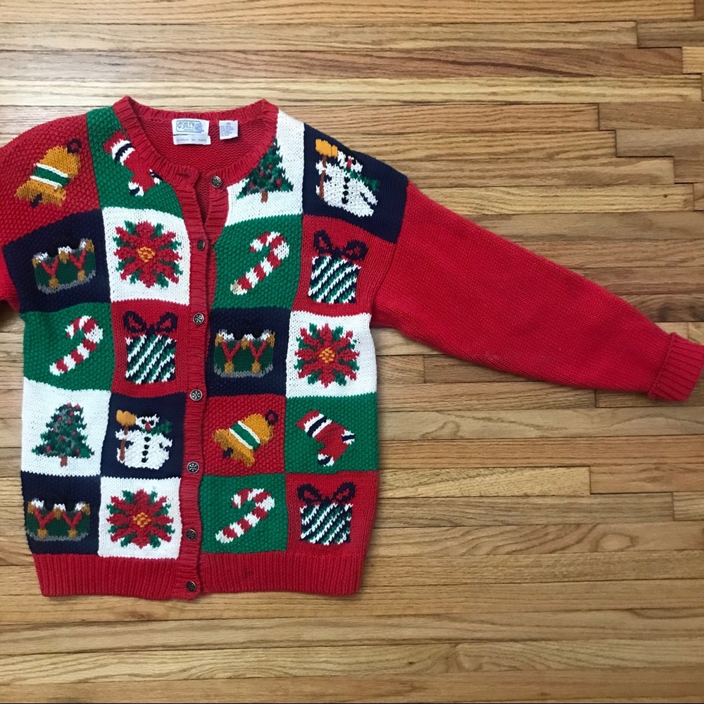 Vintage Christmas Cardigan Knitted by Hand - Picture 8 of 12